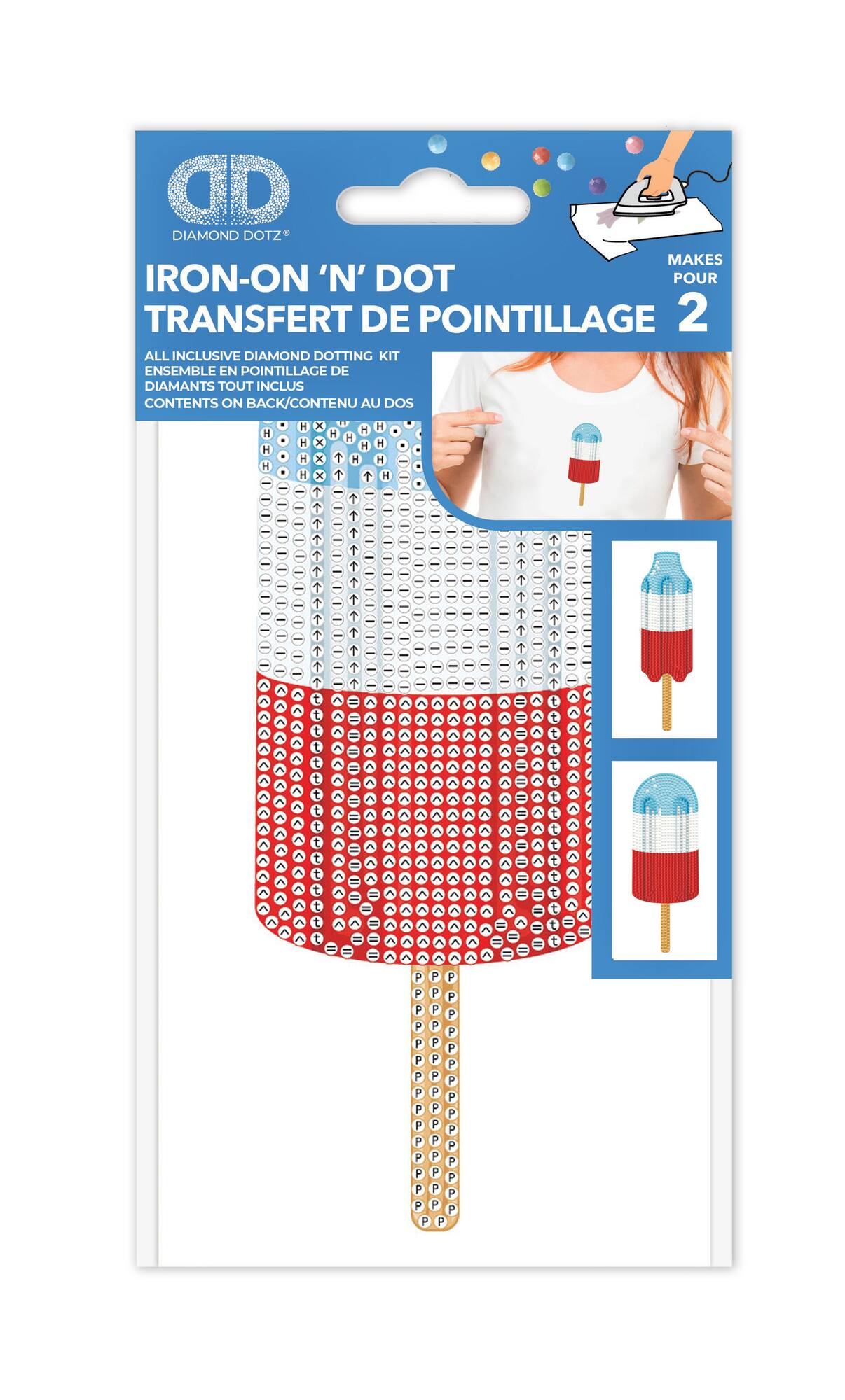 Diamond Dotz® Red, White & Blue Flag Popsicles Iron-On 'n' Dot Kit